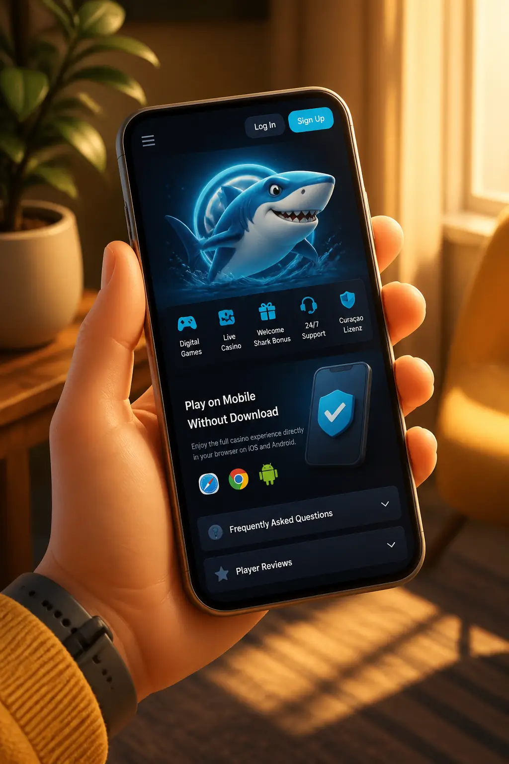 Winshark App: Mobiles Casino im Browser visual guide for Winshark Casino